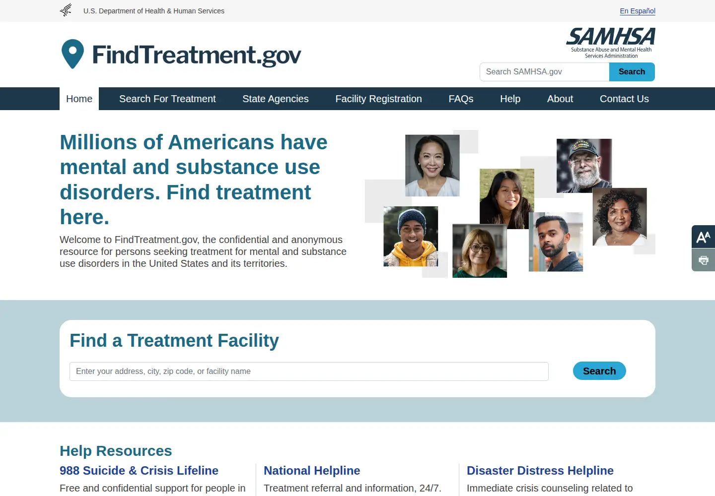 Screenshot of findtreatment.gov