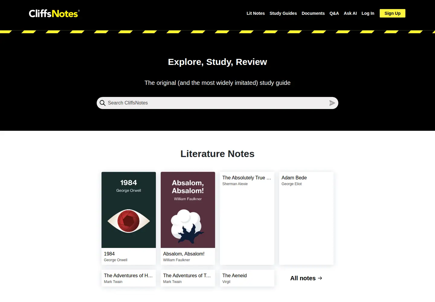 Screenshot of cliffsnotes.com