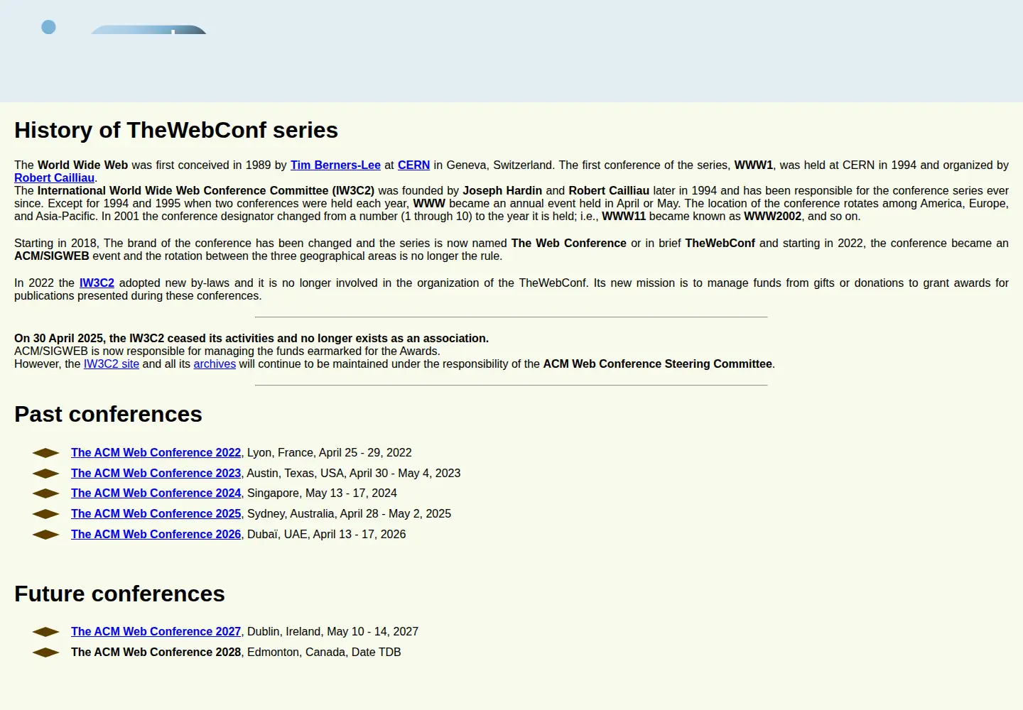 Captured homepage of thewebconf.org in the current scan