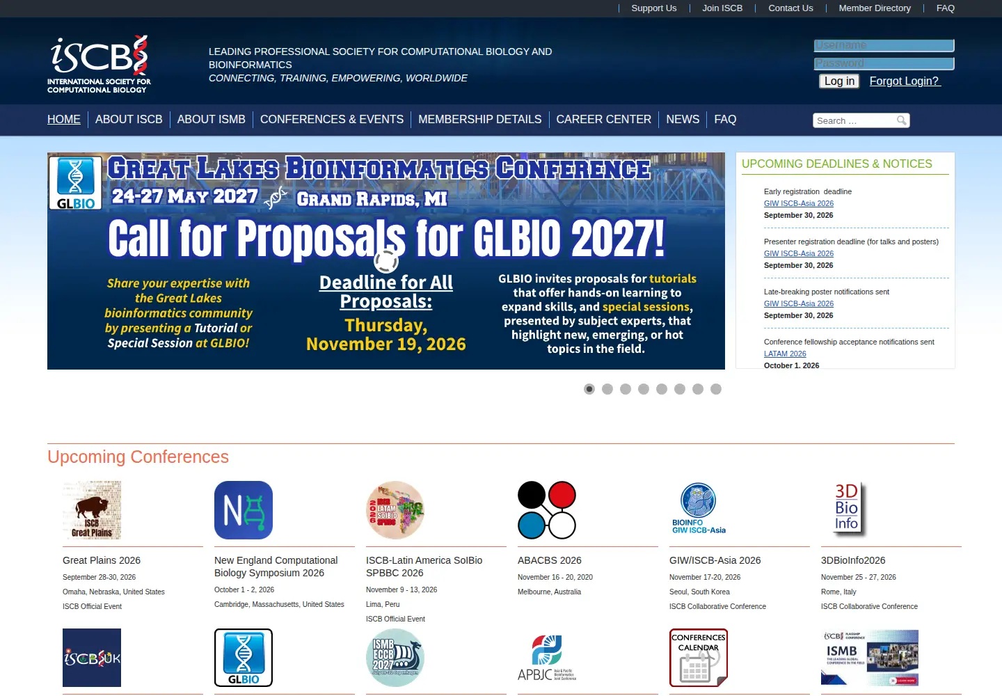 Screenshot of iscb.org