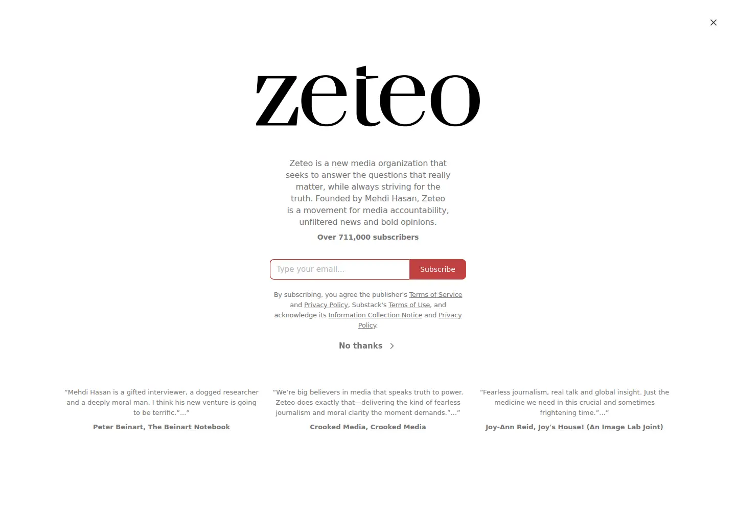 Screenshot of zeteo.com