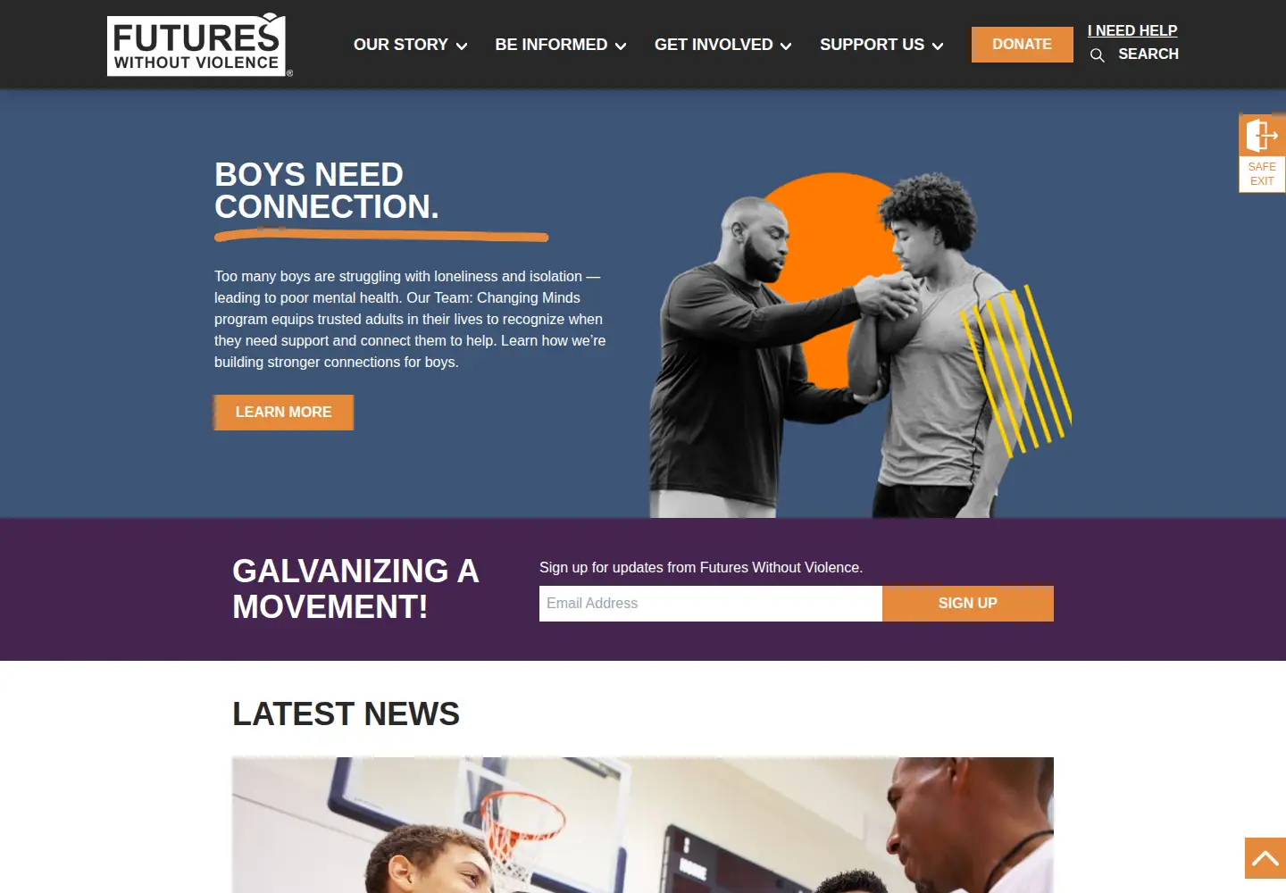 Screenshot of futureswithoutviolence.org