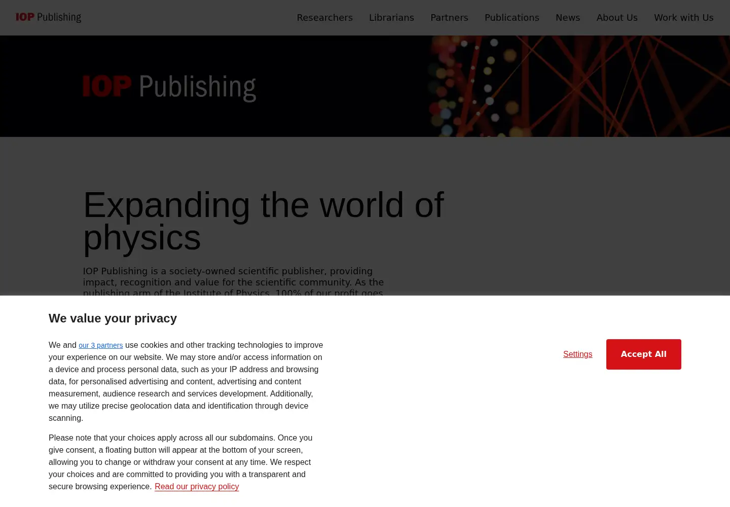 Screenshot of ioppublishing.org