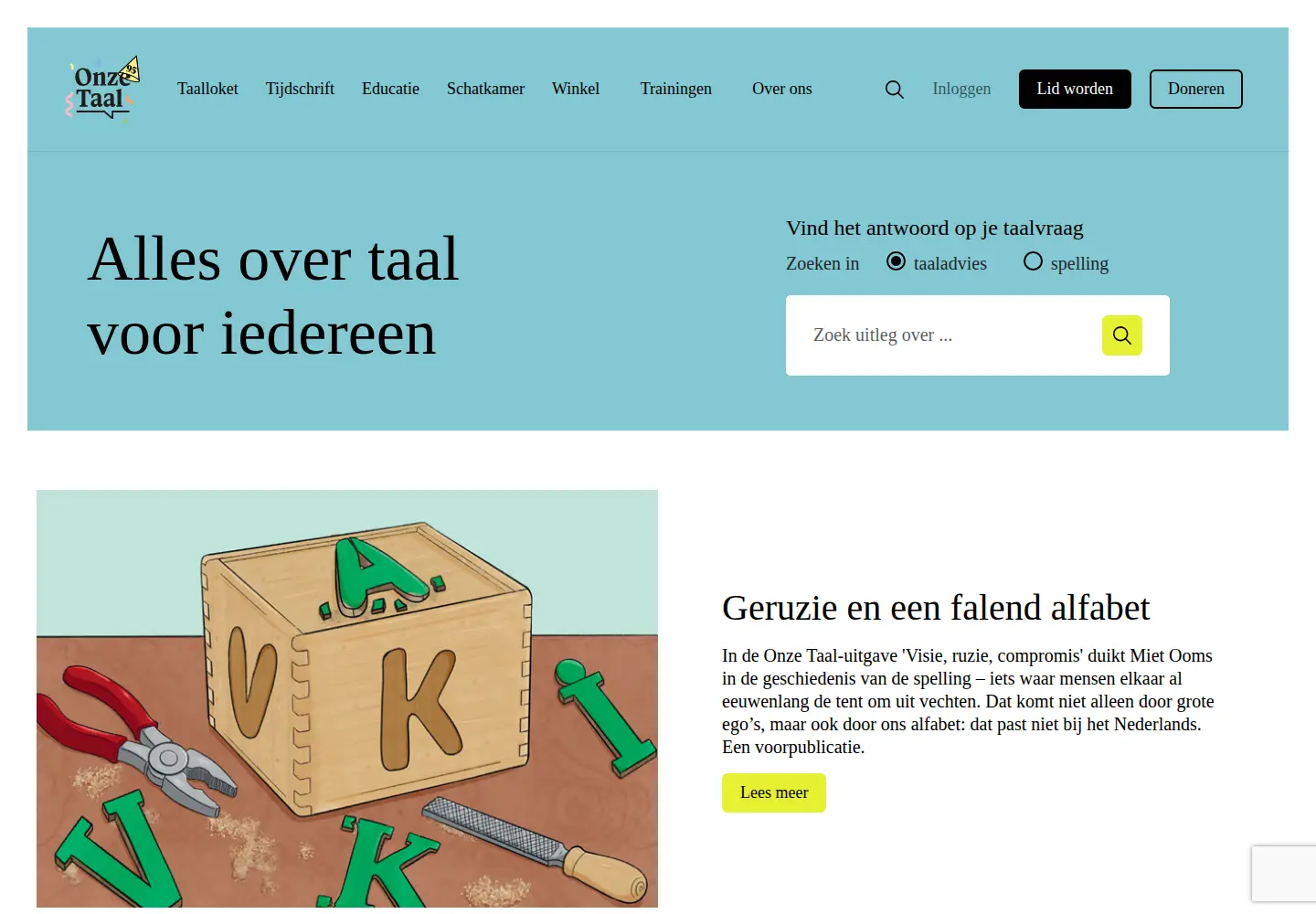 Screenshot of onzetaal.nl