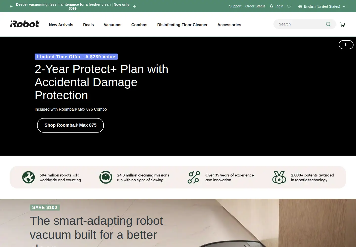 Screenshot of irobot.com