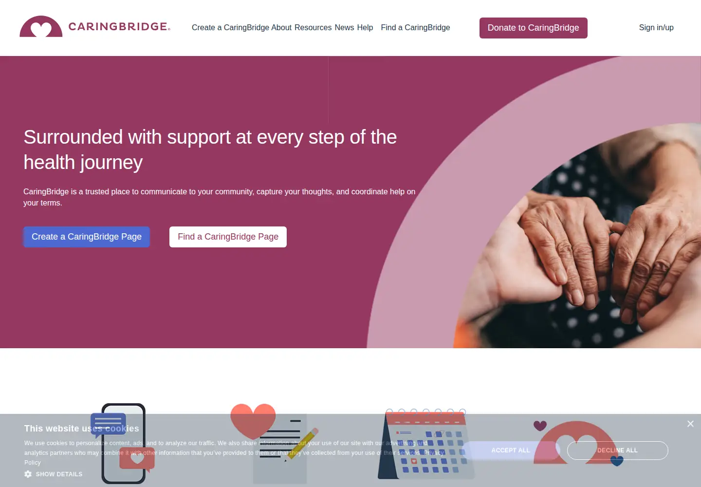 Screenshot of caringbridge.org