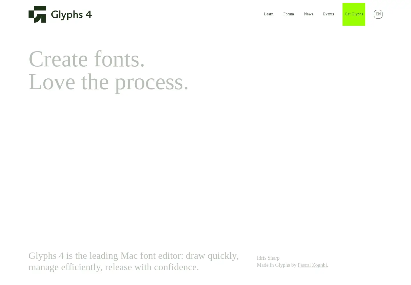 Screenshot of glyphsapp.com