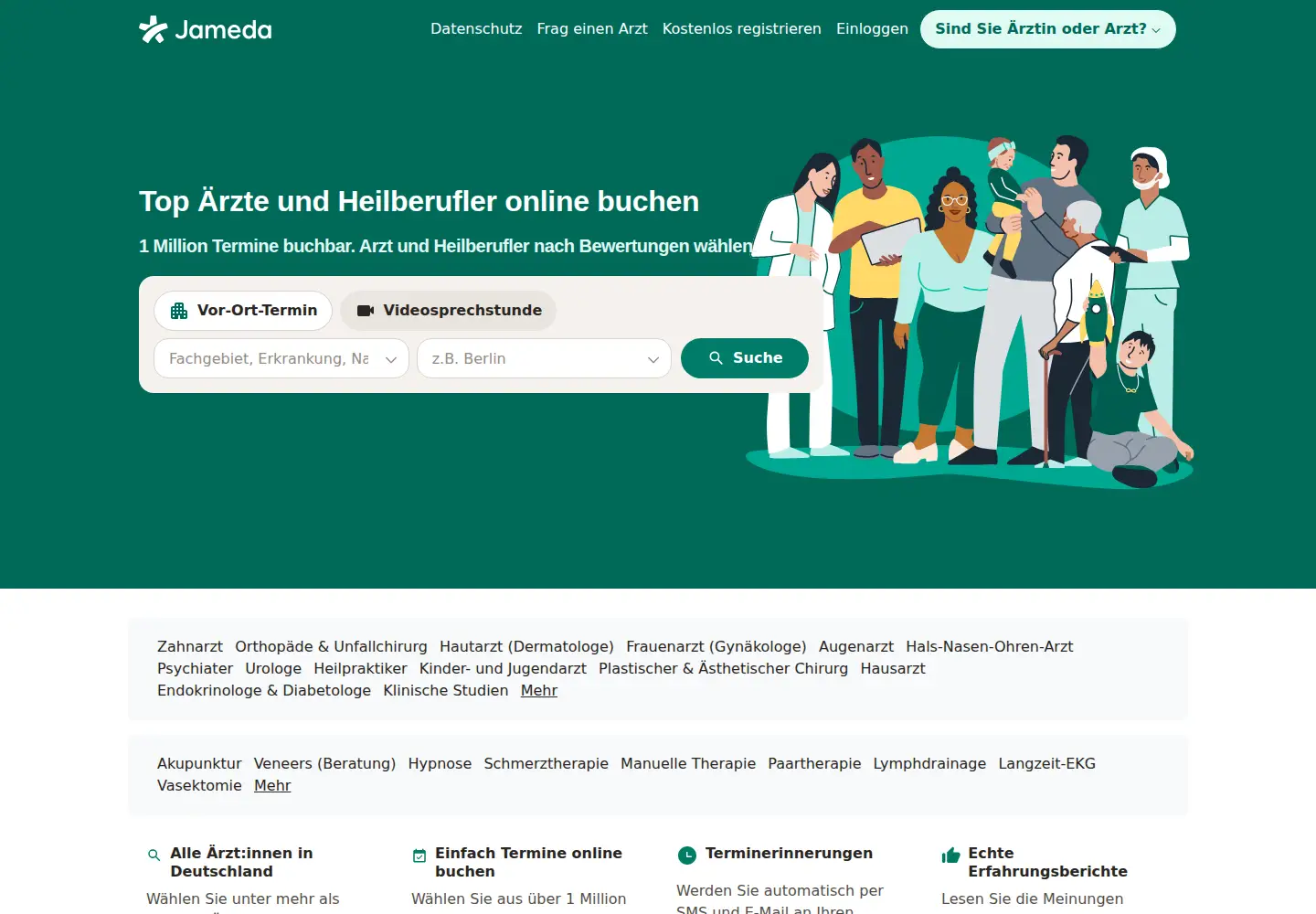 Screenshot of jameda.de