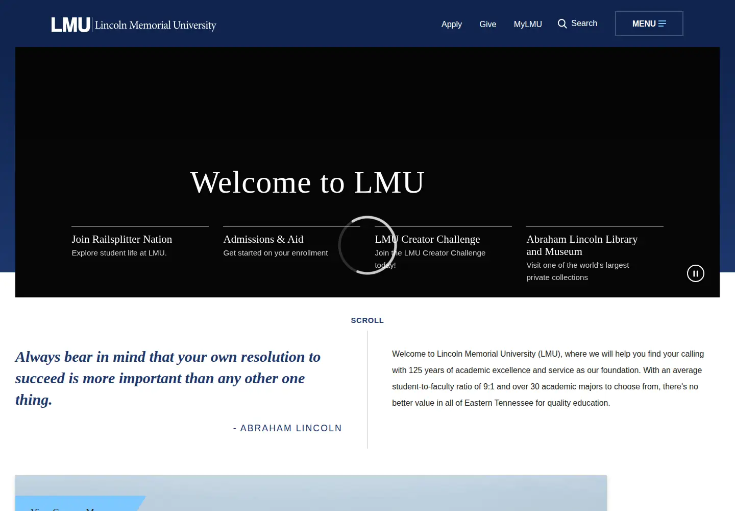 Screenshot of lmunet.edu