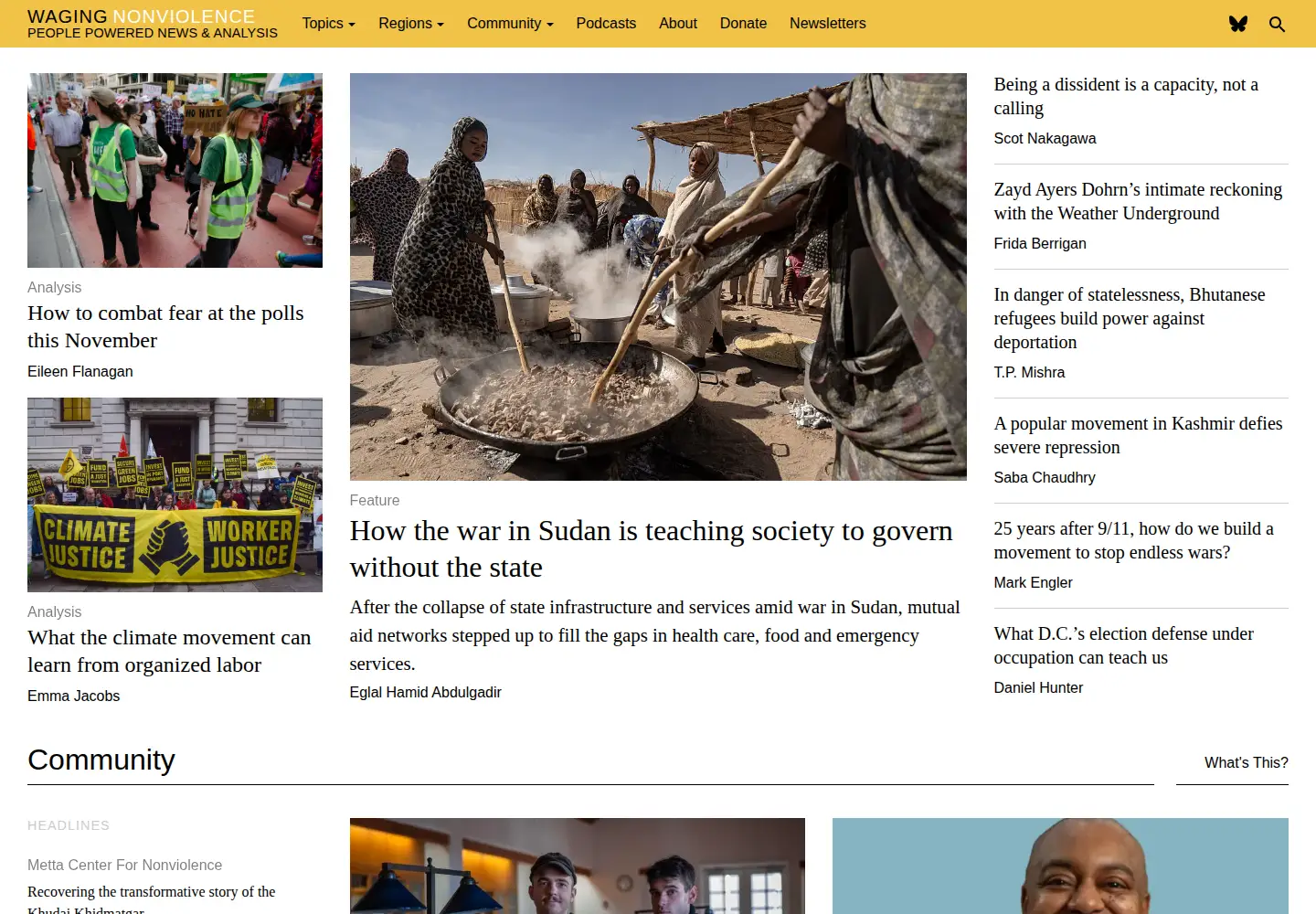 Screenshot of wagingnonviolence.org