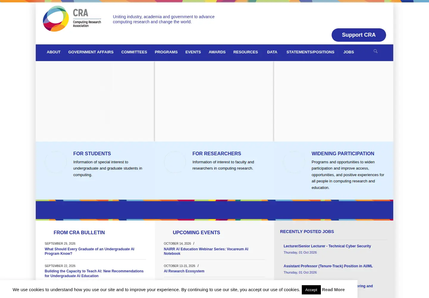 Screenshot of cra.org