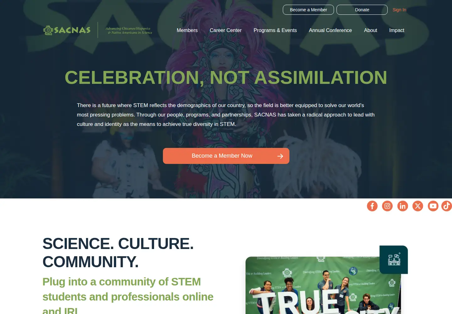 Screenshot of sacnas.org