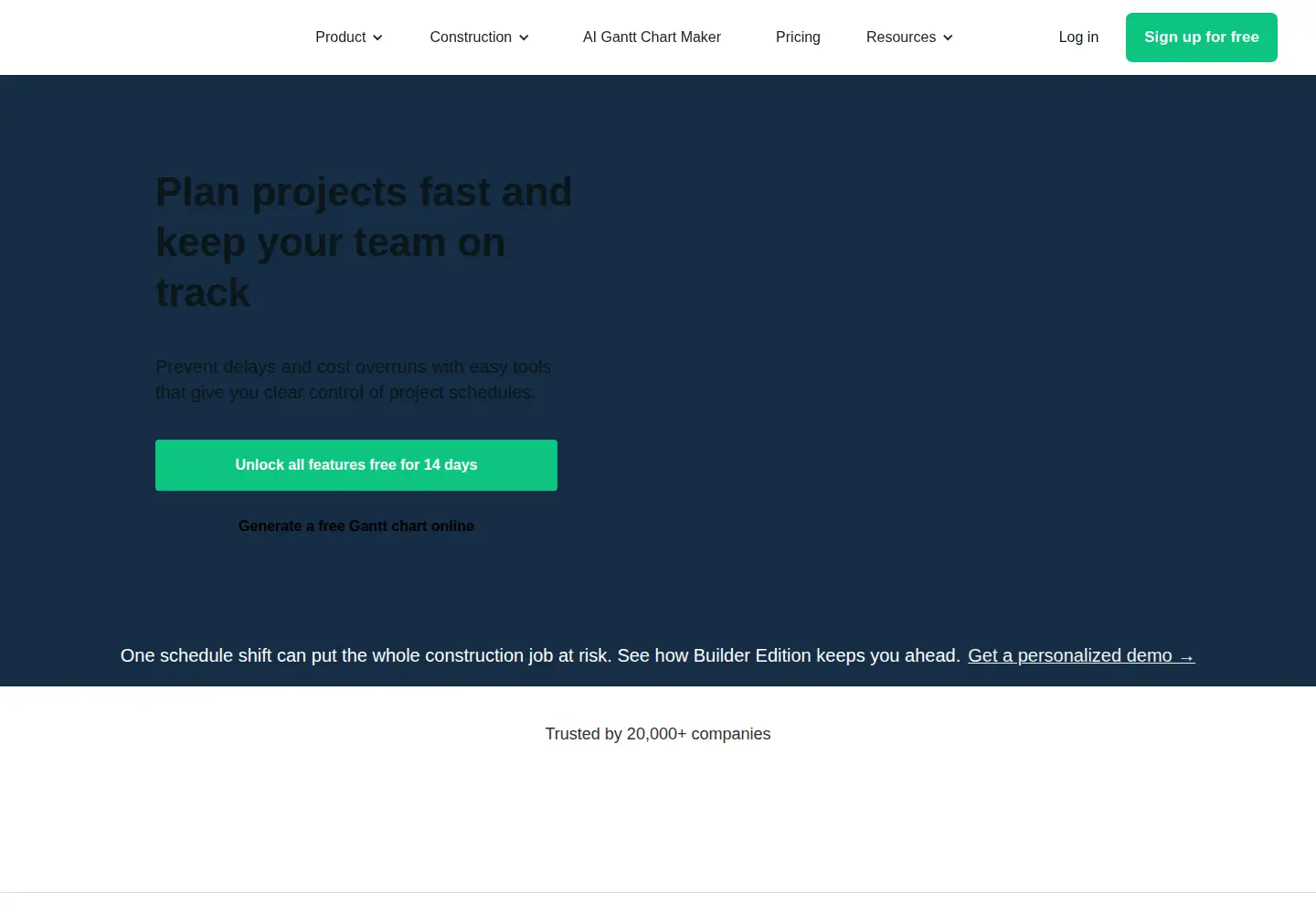 Screenshot of teamgantt.com