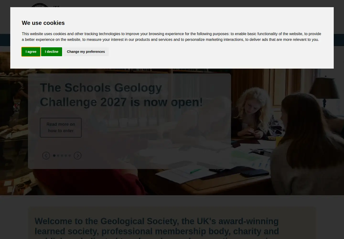 Screenshot of geolsoc.org.uk