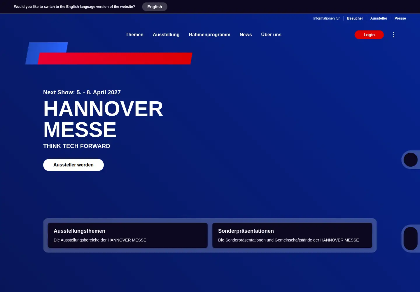 Screenshot of hannovermesse.de