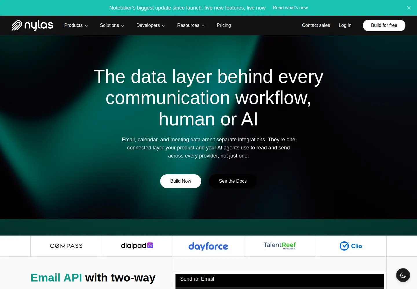 Screenshot of nylas.com
