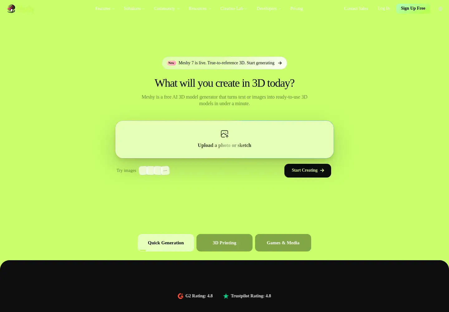 Screenshot of meshy.ai