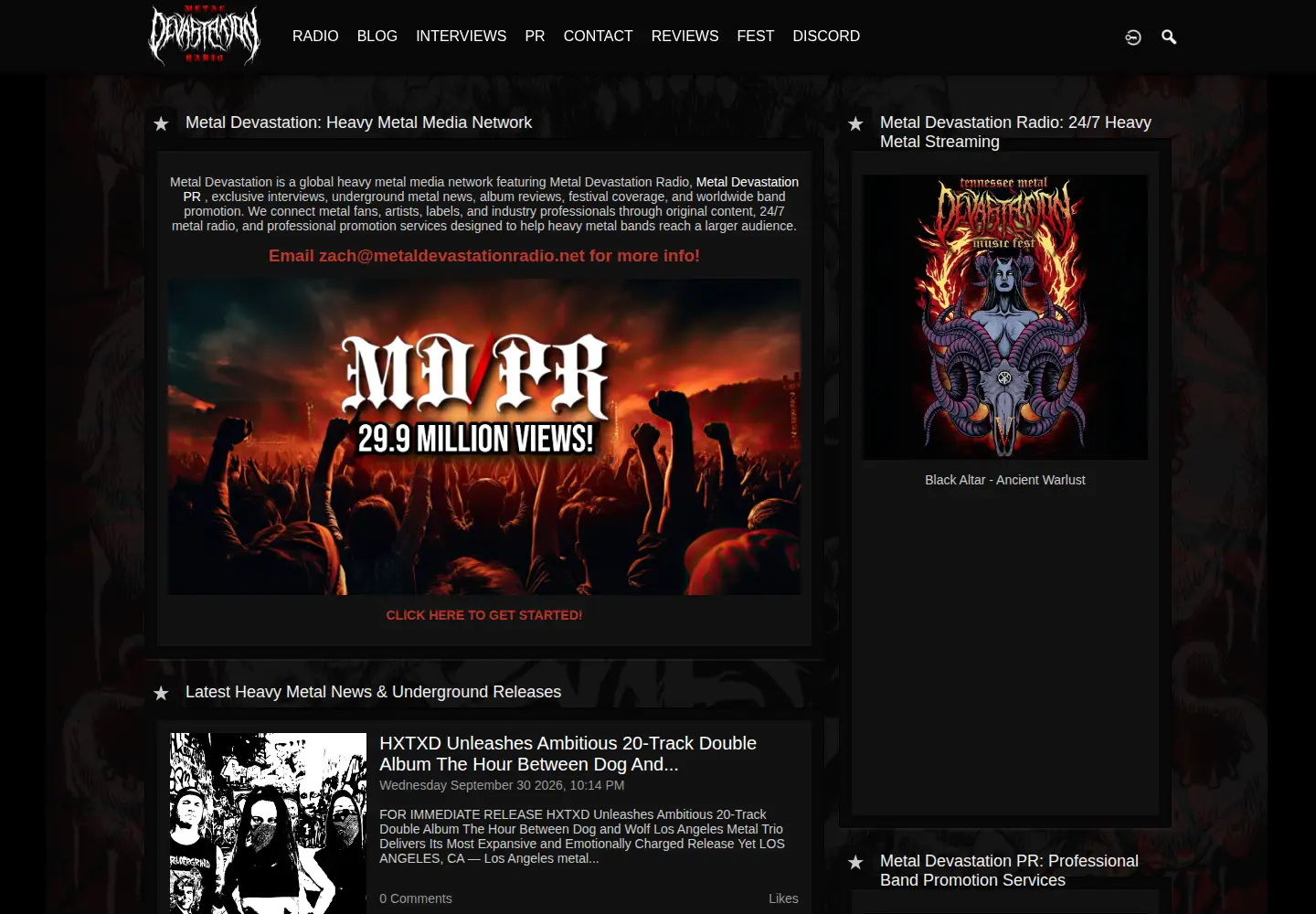 Screenshot of metaldevastationradio.com