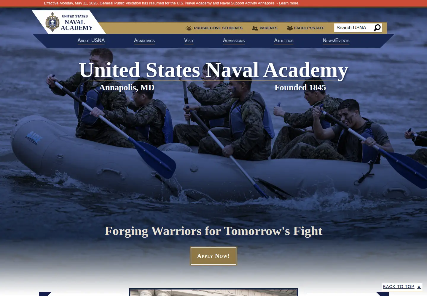 Screenshot of usna.edu