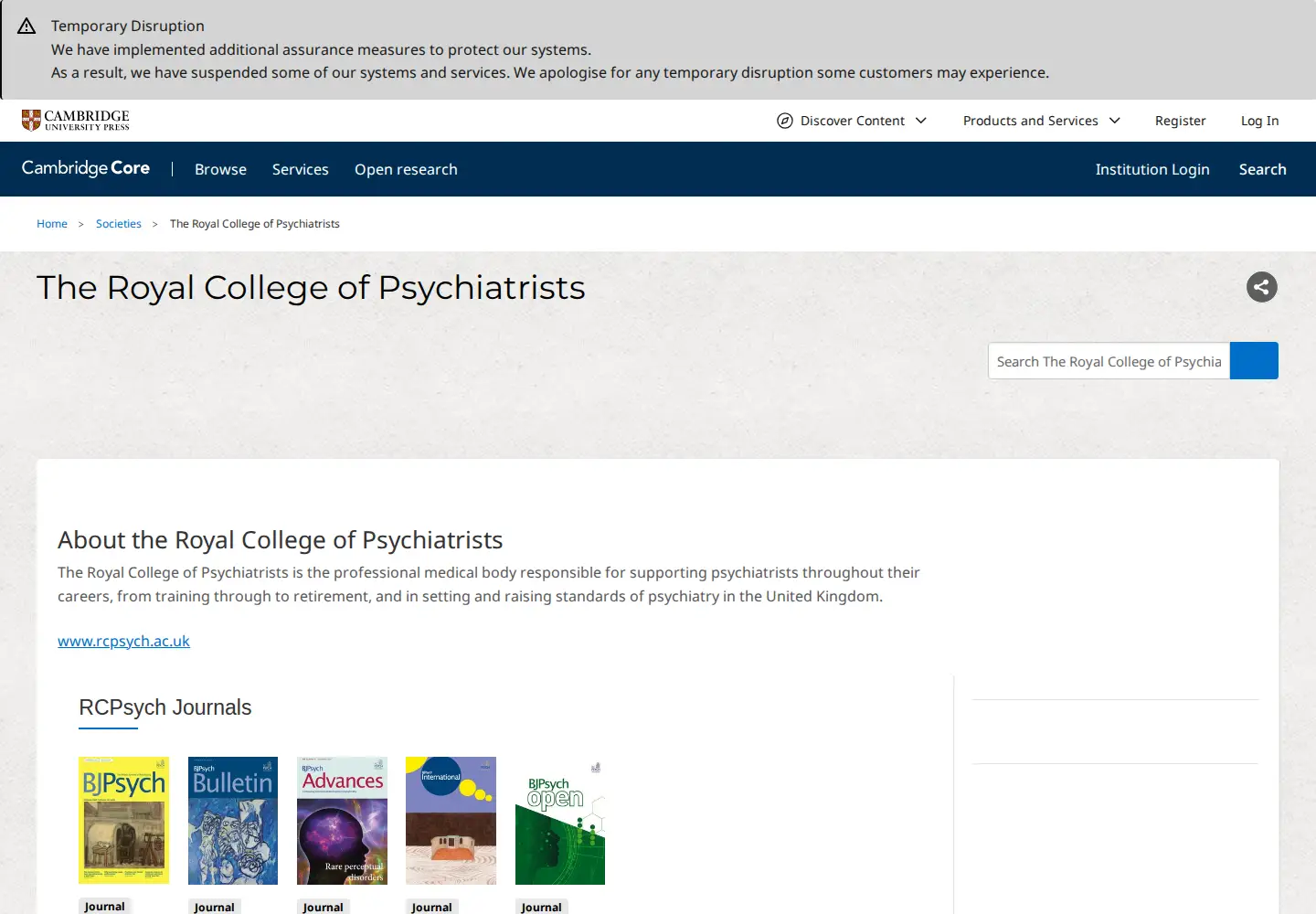 Screenshot of rcpsych.org
