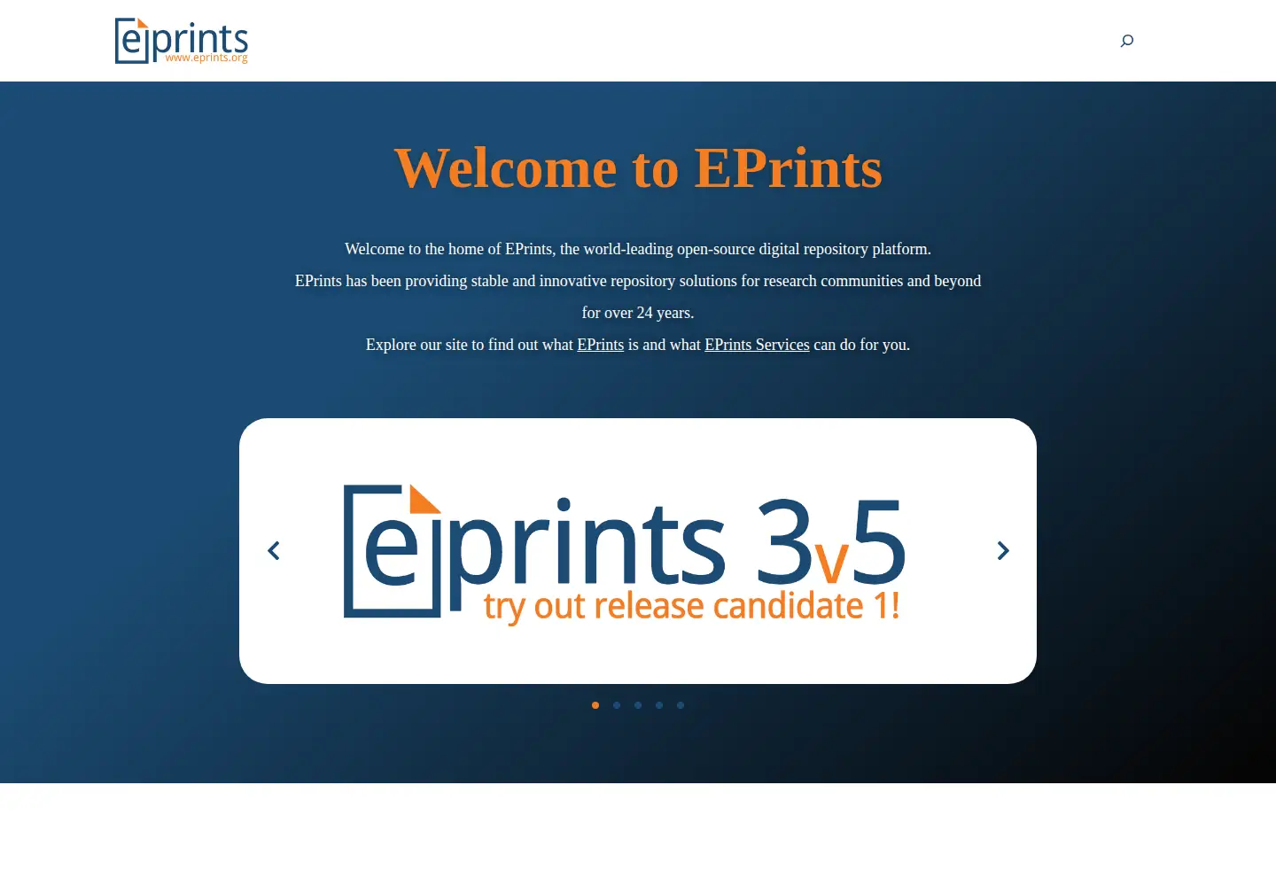 Screenshot of eprints.org