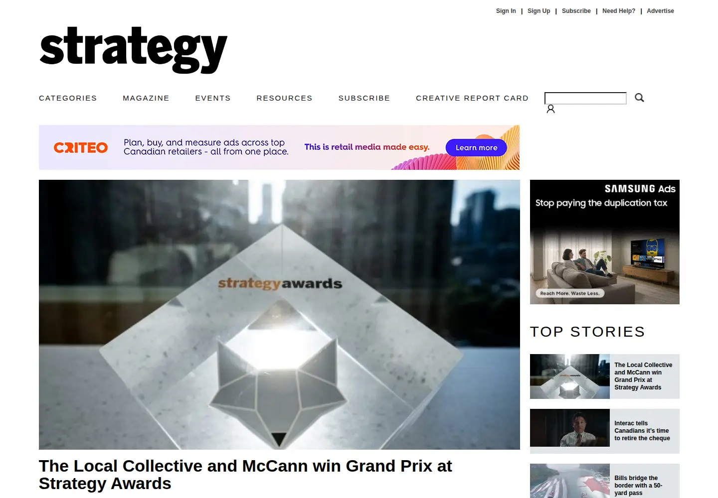 Screenshot of strategyonline.ca