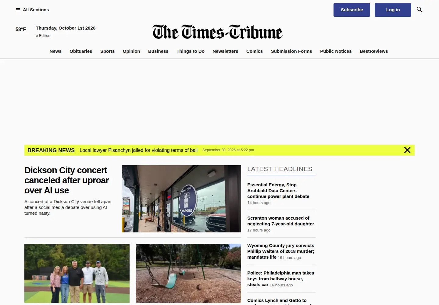 Screenshot of thetimes-tribune.com