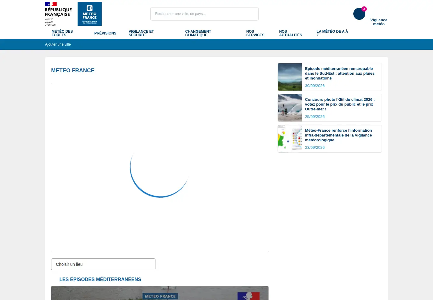 Screenshot of meteofrance.com