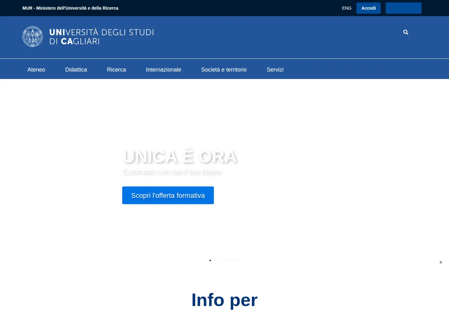 Screenshot of unica.it
