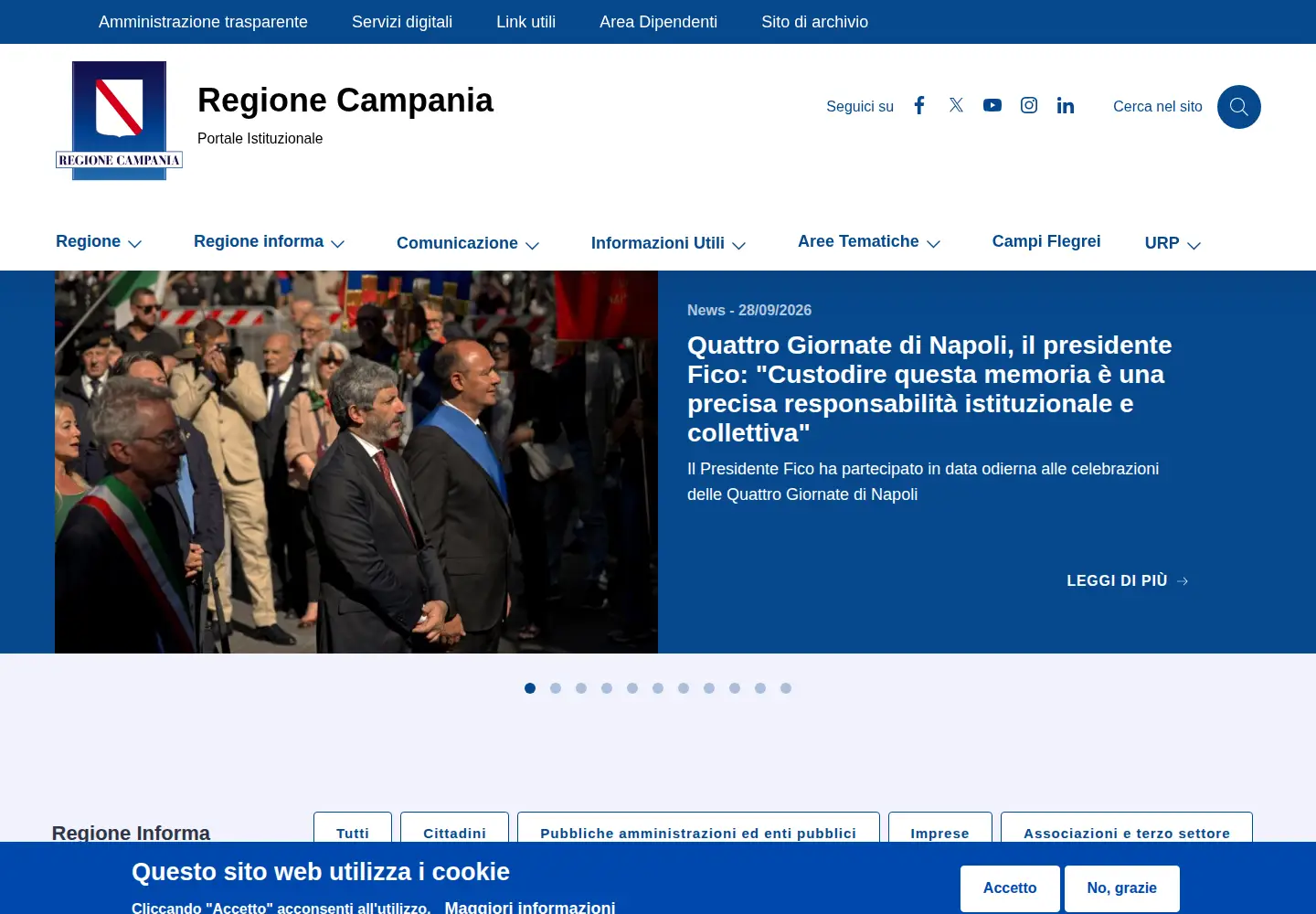 Screenshot of regione.campania.it