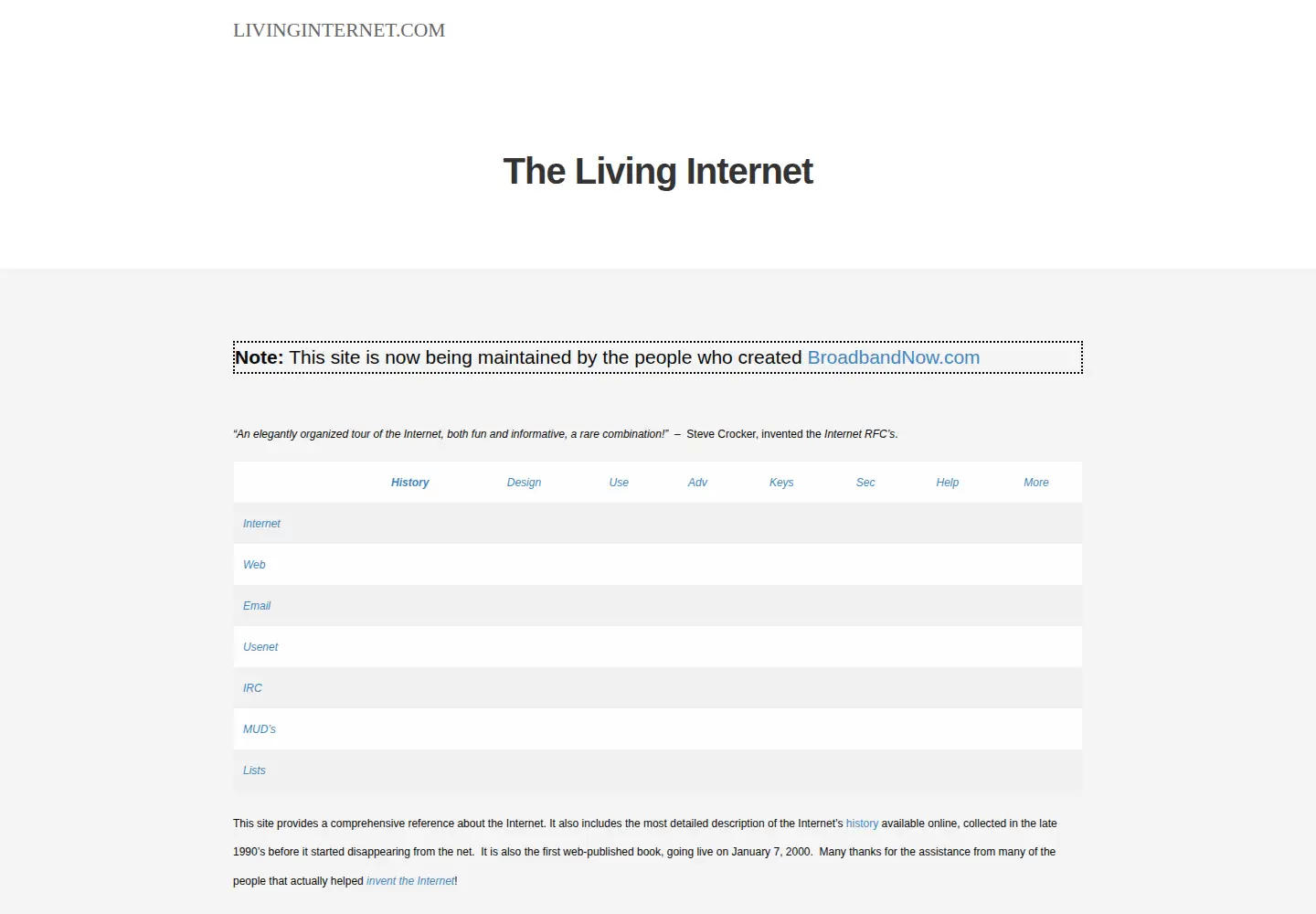 Screenshot of livinginternet.com