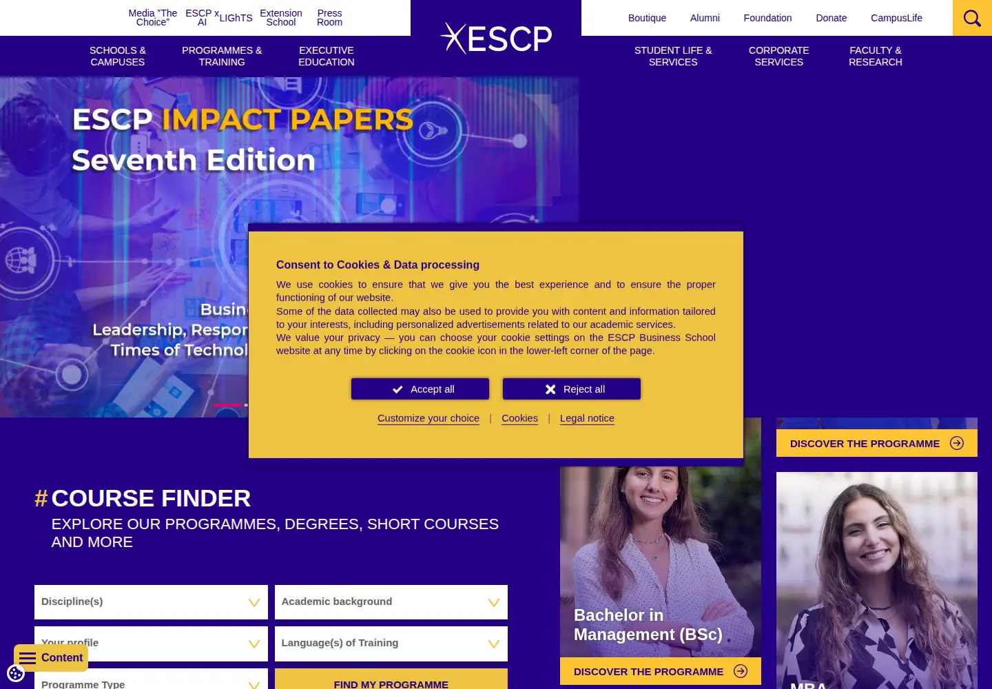 Screenshot of escp.eu