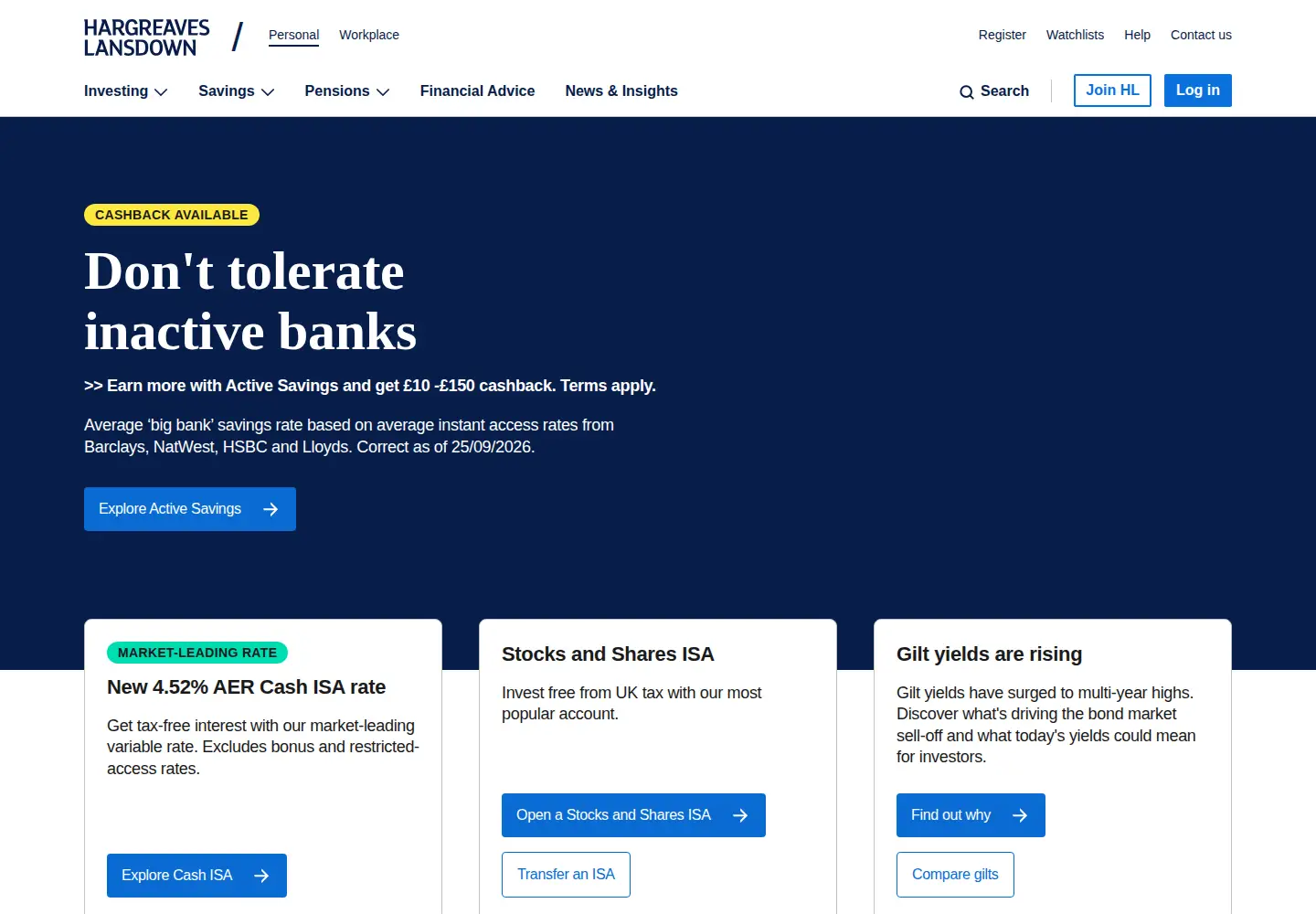 Screenshot of hl.co.uk