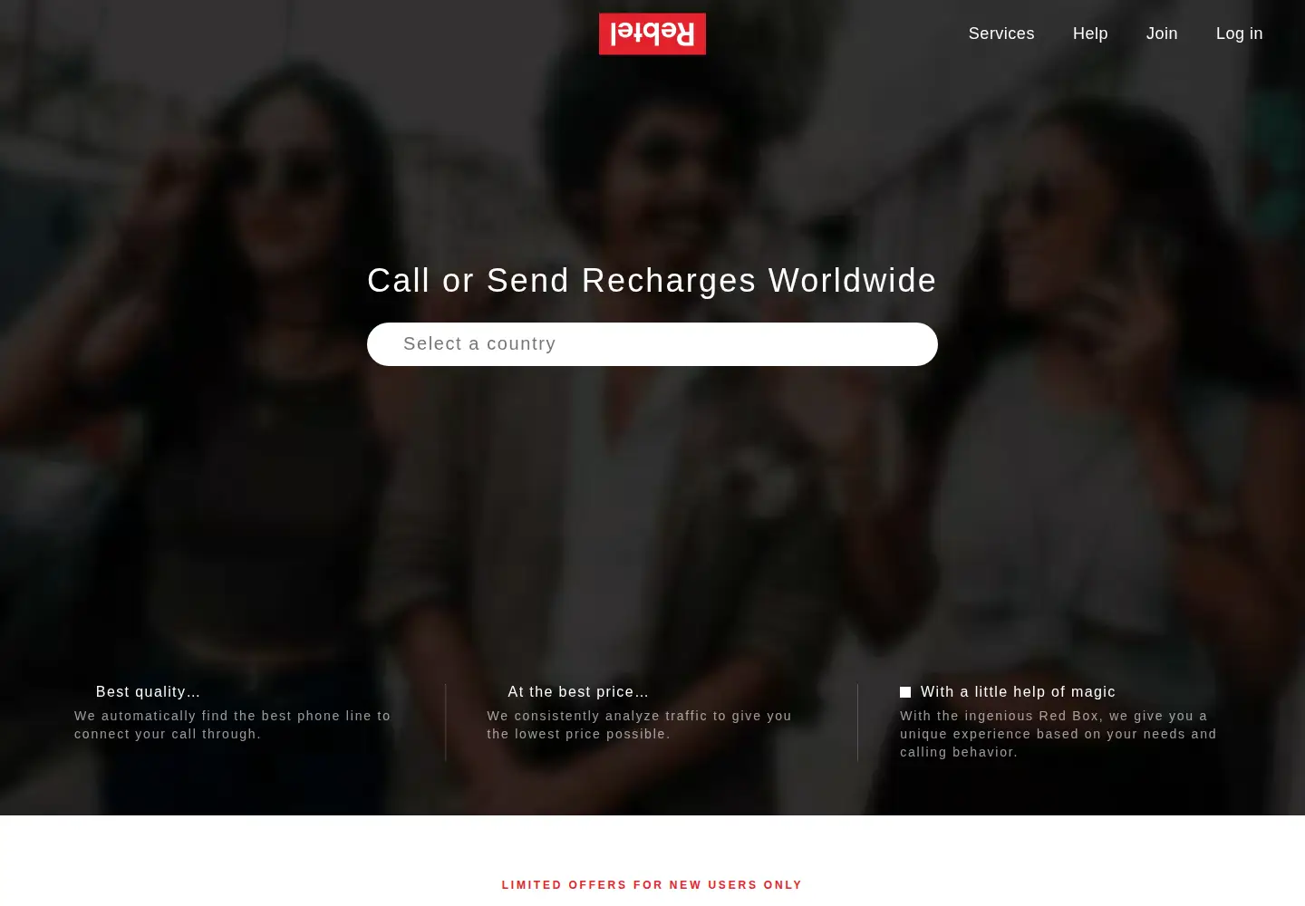 Screenshot of rebtel.com
