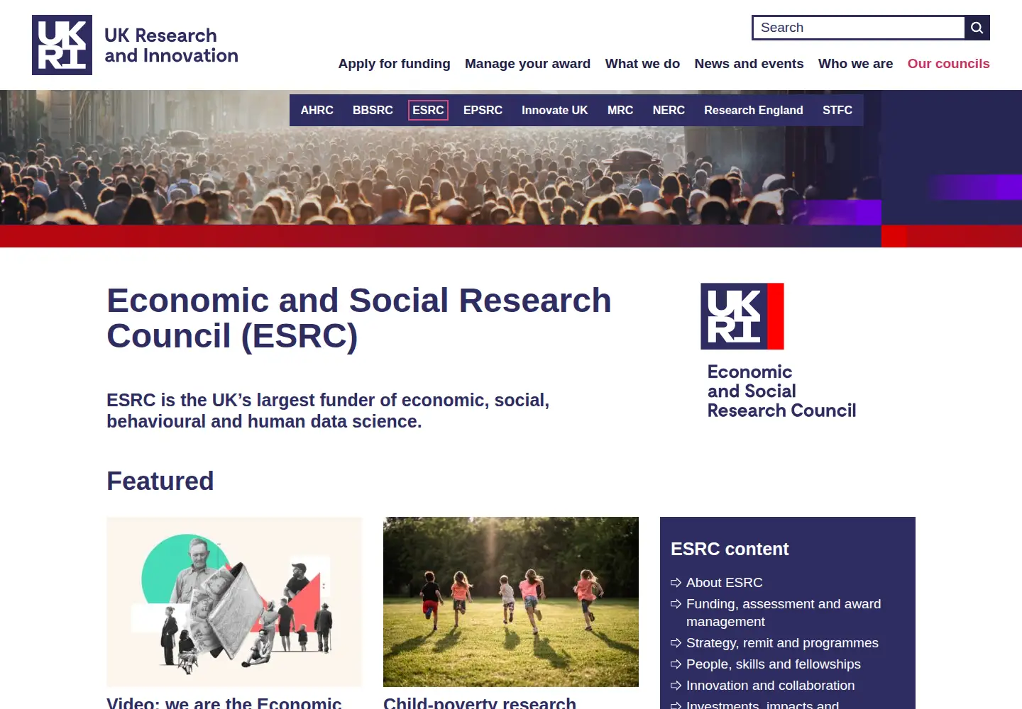 Screenshot of esrc.ac.uk