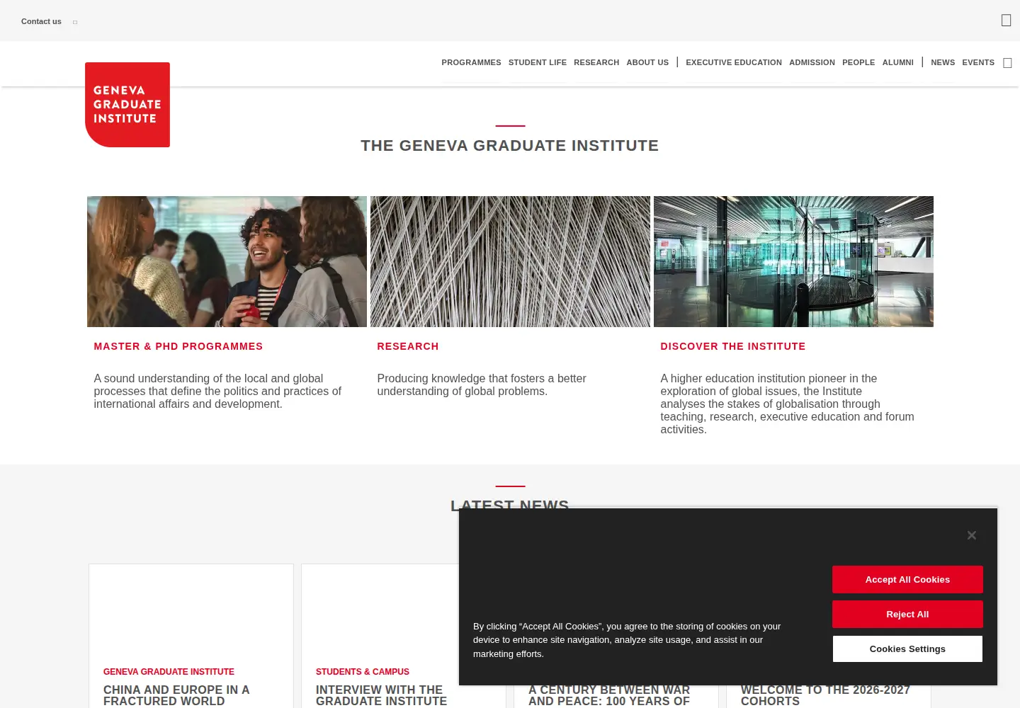 Screenshot of graduateinstitute.ch