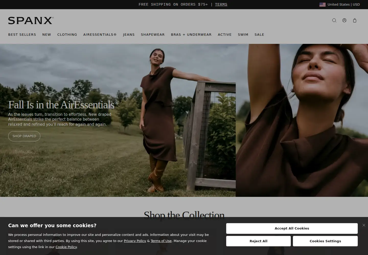 Screenshot of spanx.com