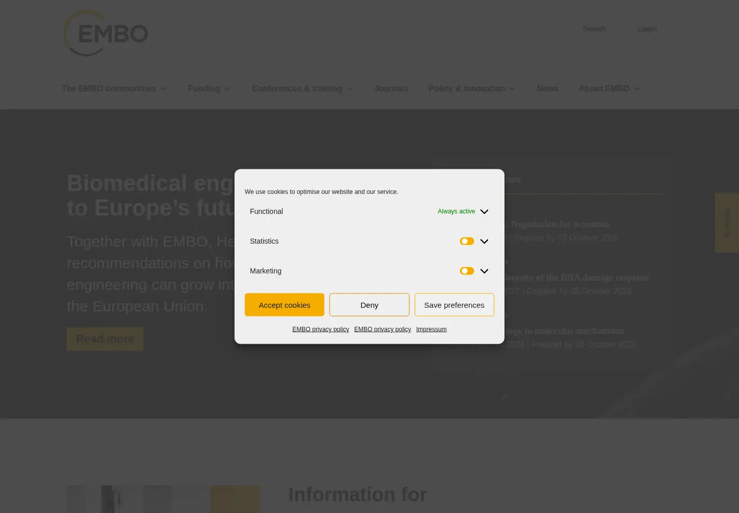 Screenshot of embo.org