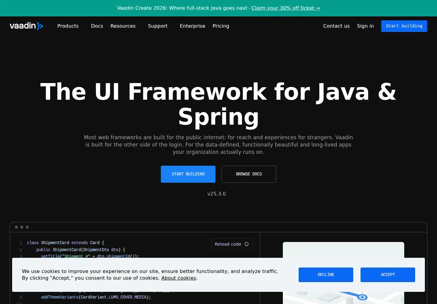 Screenshot of vaadin.com