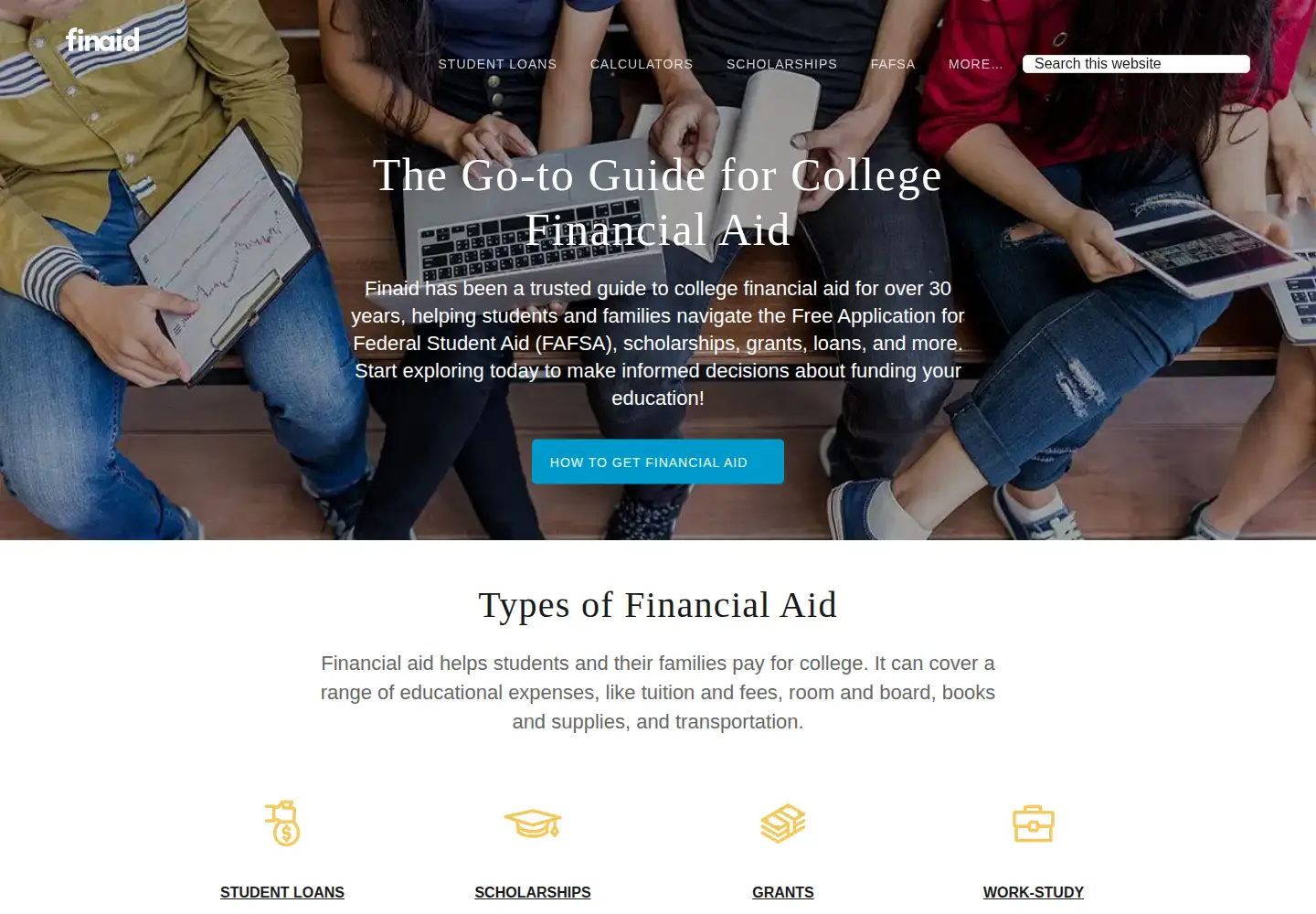Screenshot of finaid.org