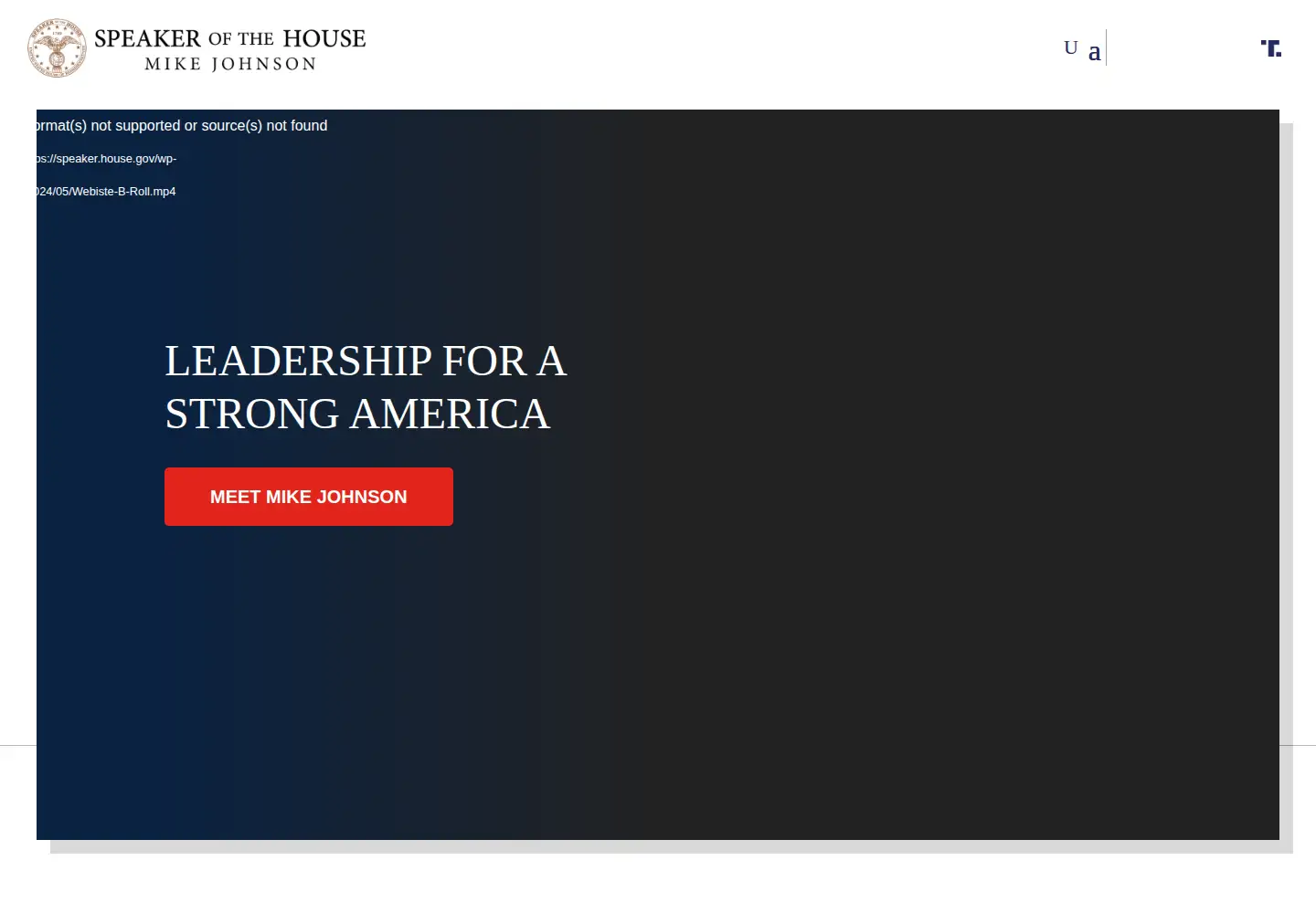 Screenshot of speaker.gov