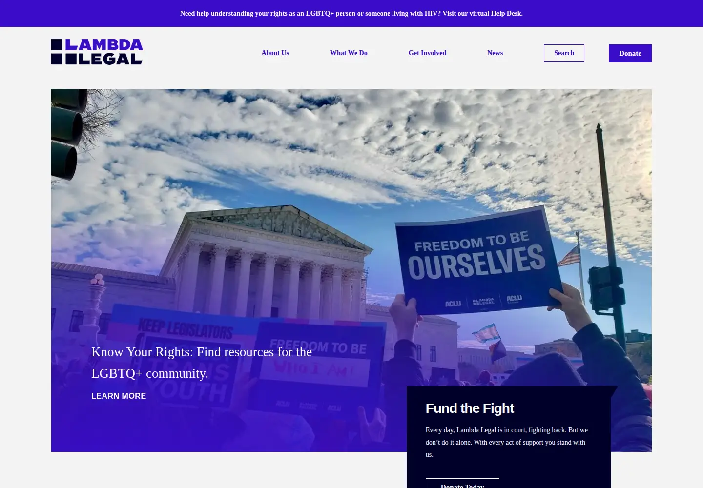 Screenshot of lambdalegal.org