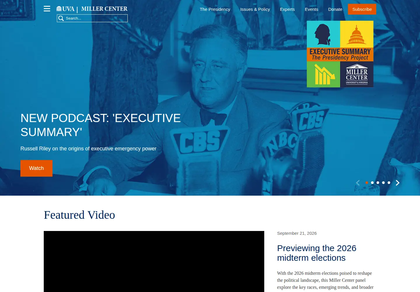 Screenshot of millercenter.org