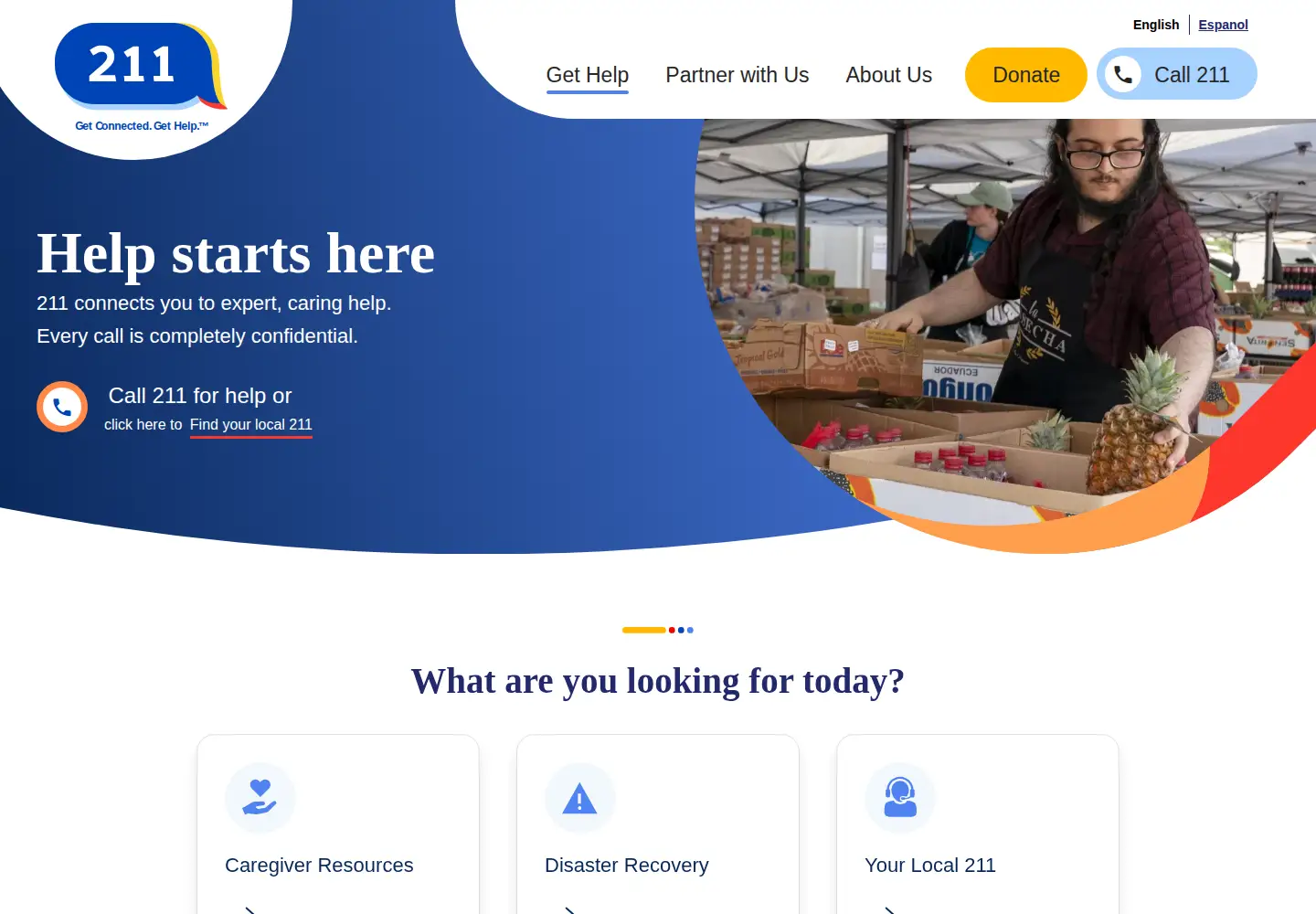 Screenshot of 211.org