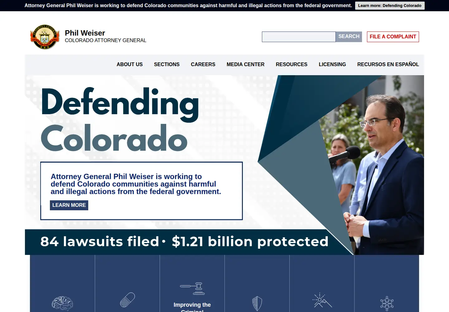 Screenshot of coag.gov
