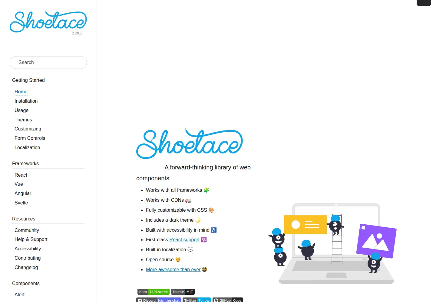 Screenshot of shoelace.style