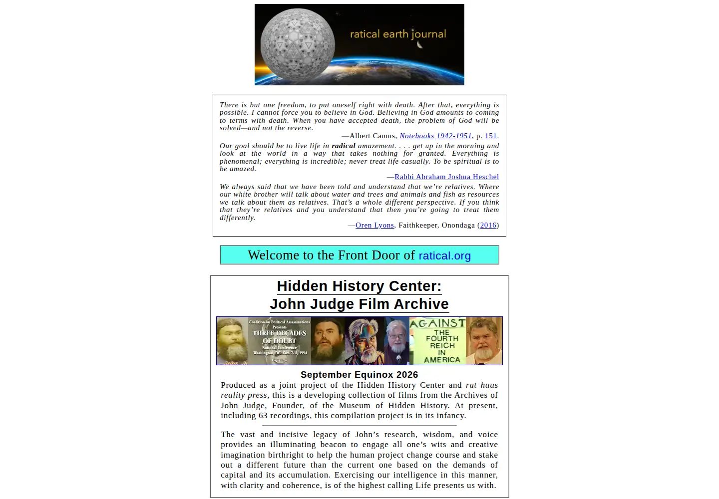 Captured homepage of ratical.org in the current scan