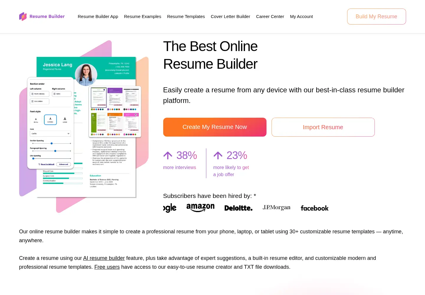 Screenshot of resumebuilder.com