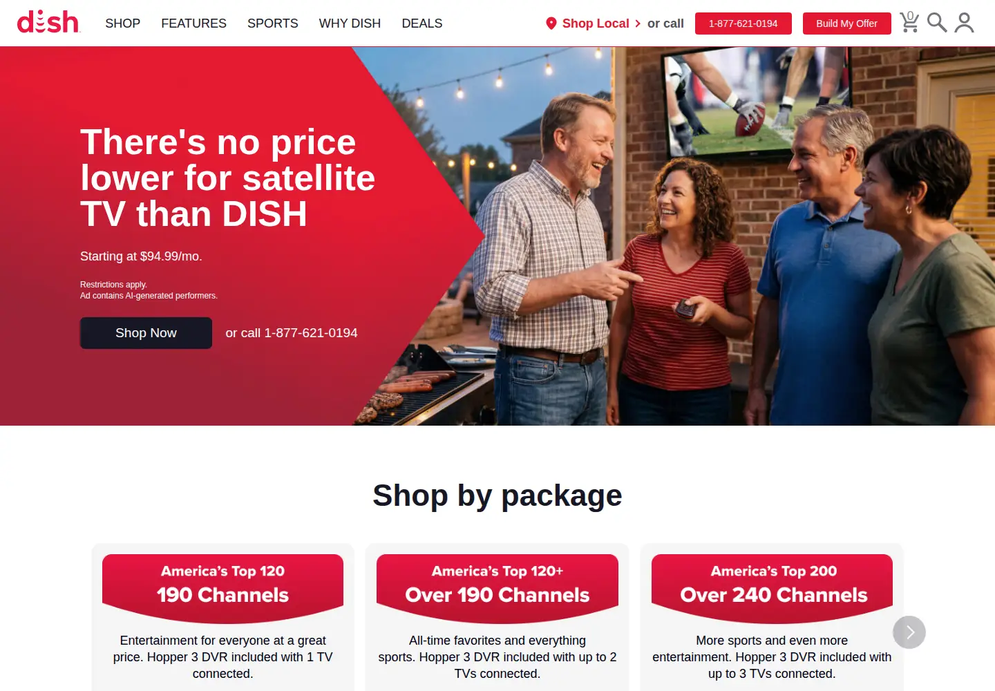 Screenshot of dish.com