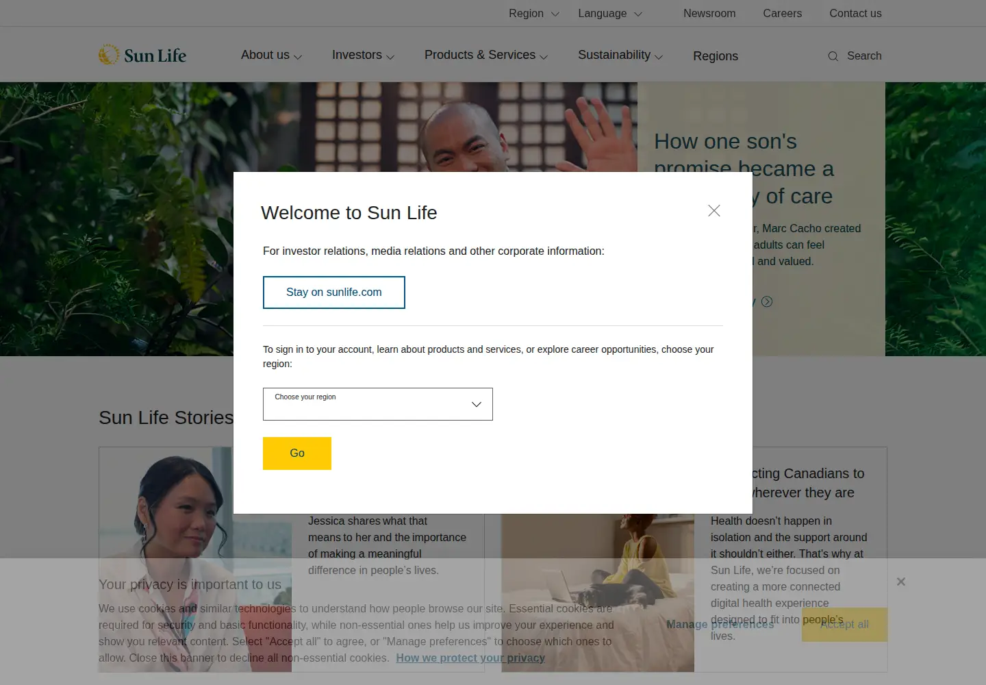 Screenshot of sunlife.com